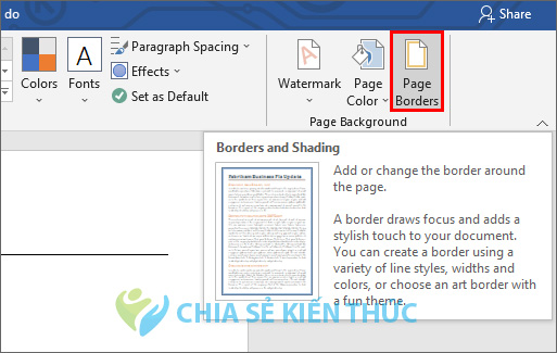 Công cụ Page Borders