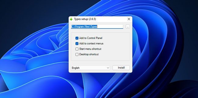 Nhấp đúp vào Types.Setup.exe