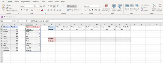 Sắp xếp theo hàng trong Excel