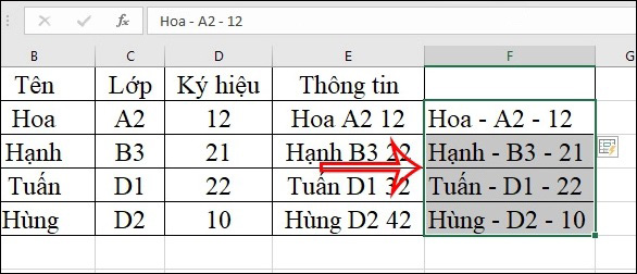 Dã liệu đã tách trong Excel