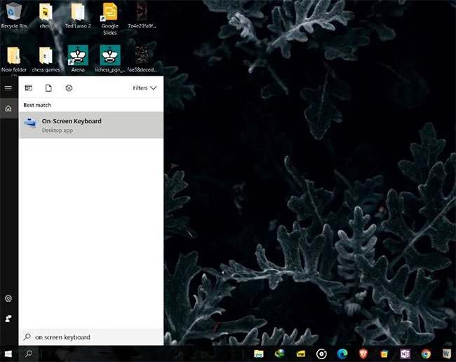 Màn hình chính của Windows hiển thị kết quả tìm kiếm cho On-Screen Keyboard