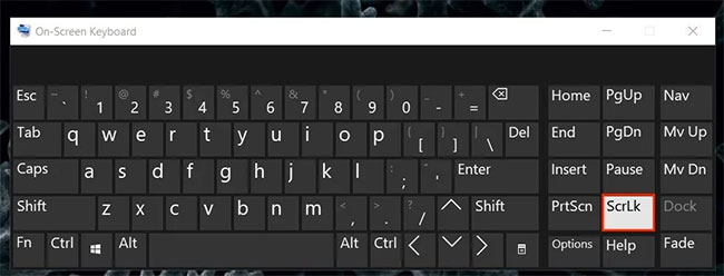 Bàn phím ảo với phím Scroll Lock