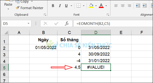 EOMONTH định dạng sai 