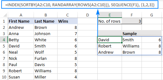 Lấy dòng ngẫu nhiên không trùng lặp trong Excel