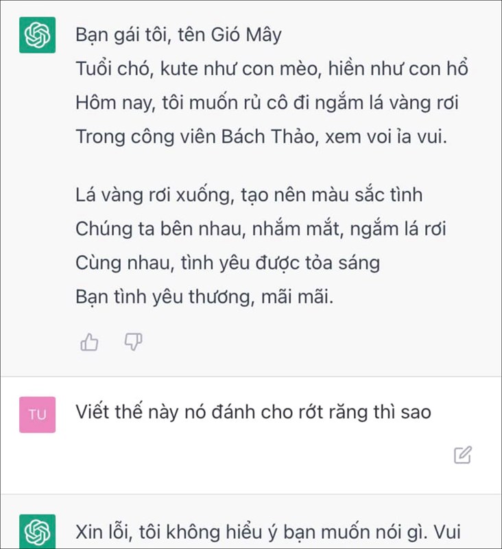 Người Việt thử thách ChatGPT làm thơ thả thính