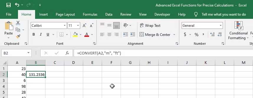 Hàm CONVERT trong Excel