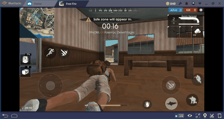 Cúi người khi bắn trong Free Fire