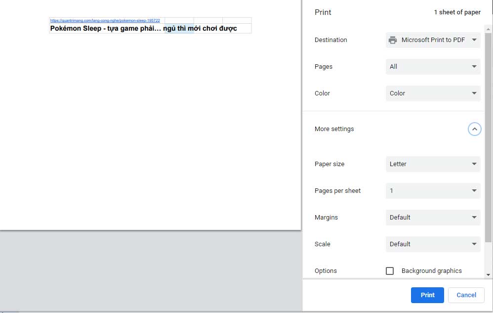In Google Sheets dưới dạng PDF