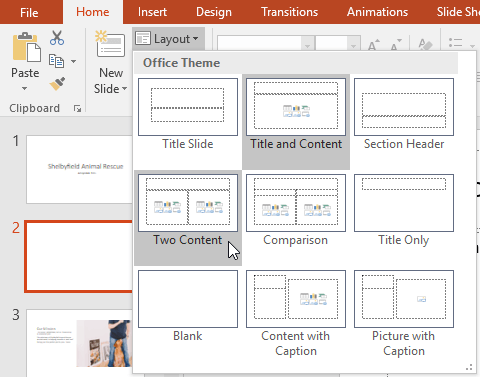 Thay đổi bố cục slide