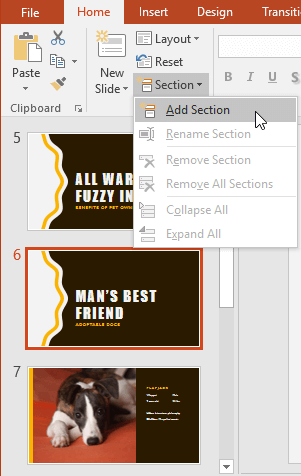 Thêm Section vào PowerPoint
