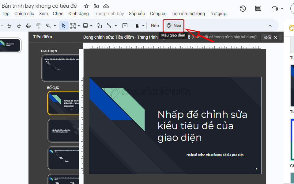 Đổi màu theme slide trong Google Slides