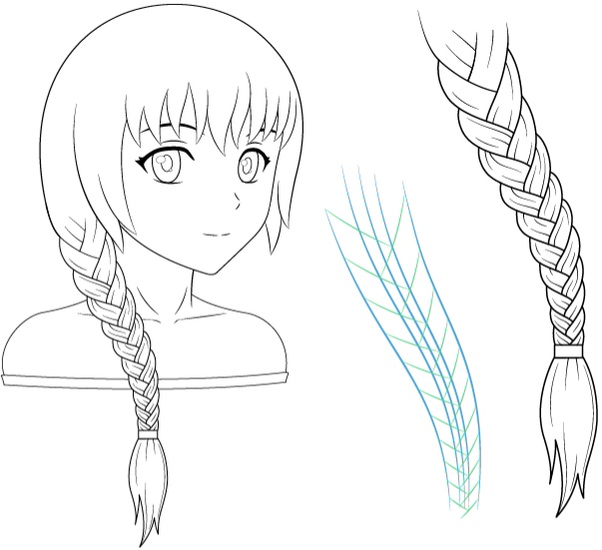 Hướng dẫn vẽ tóc tết, bím tóc cho nhân vật Anime, Manga cực đơn ...