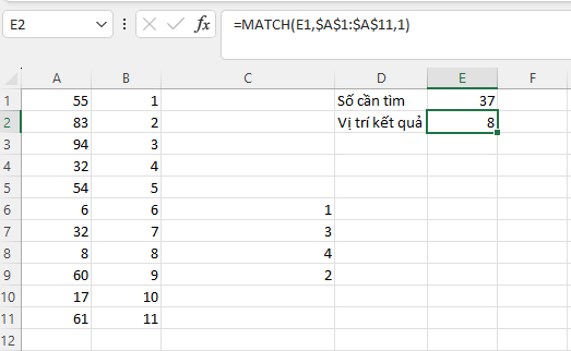 Tìm kiếm xấp xỉ trong Excel