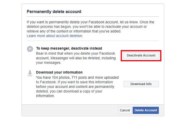 Điều gì sẽ xảy ra nếu xóa hoặc hủy kích hoạt tài khoản Facebook