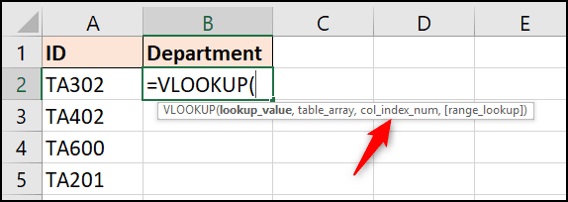 Hàm VLOOKUP cần số chỉ mục cột