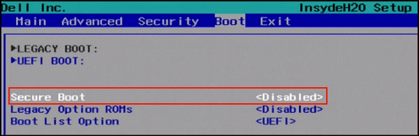 Tắt Secure Boot