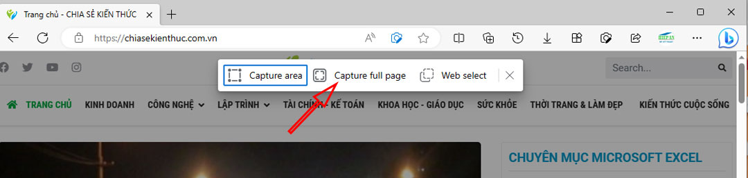 Hướng dẫn chụp màn hình toàn bộ nội dung trang web trên Microsoft Edge