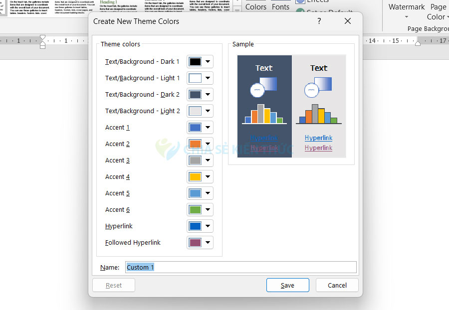 Hướng dẫn tạo bộ màu tùy chỉnh trong Word