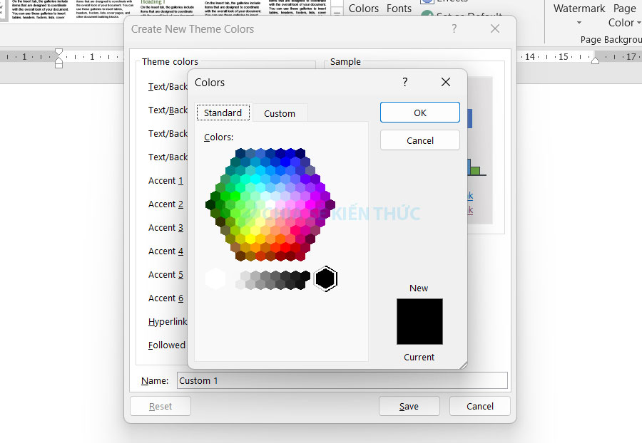 Hướng dẫn tạo bộ màu tùy chỉnh trong Word