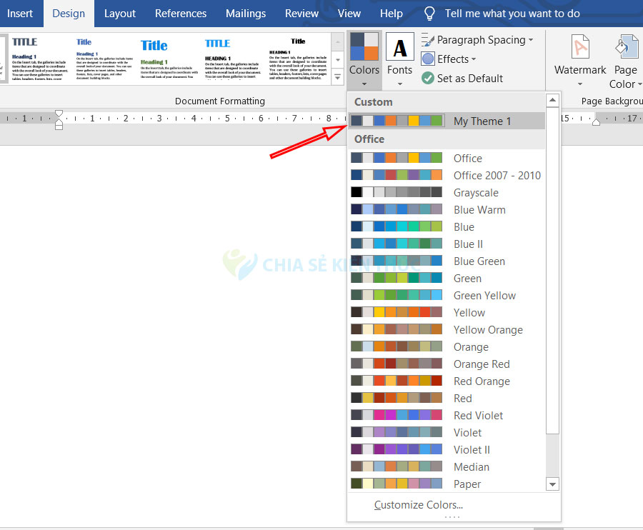 Hướng dẫn tạo bộ màu tùy chỉnh trong Word