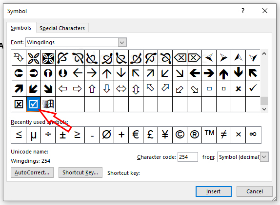 Tạo dấu tích cố định trong Word bằng Symbol - Bước 2.1