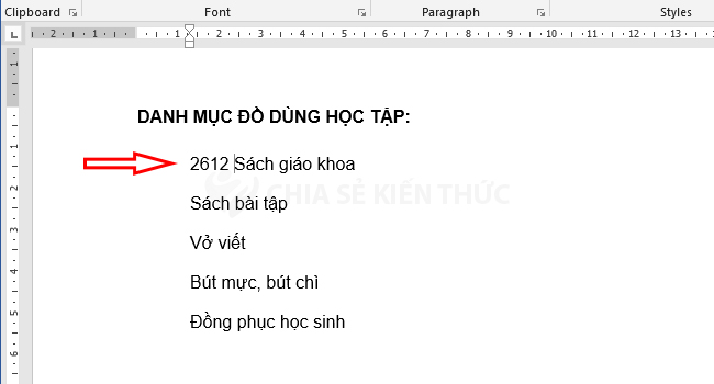 Chèn dấu tích trong Word bằng phím tắt - Bước 2