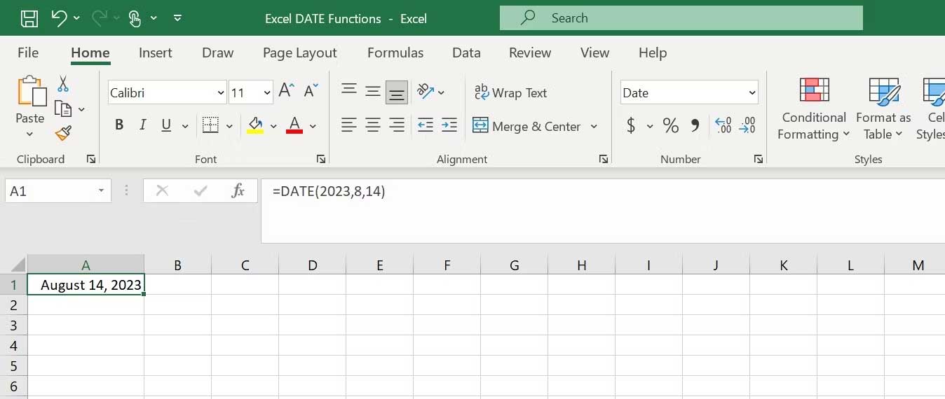 Hàm DATE trong Excel