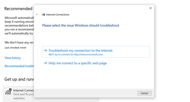 Sử dụng Windows Network Diagnostics