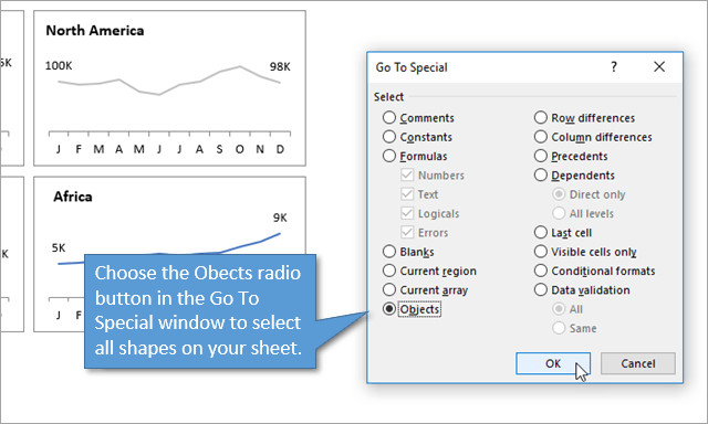 Hướng dẫn 5 cách chọn nhiều hình Shapes cùng lúc trong Excel - Cách 5