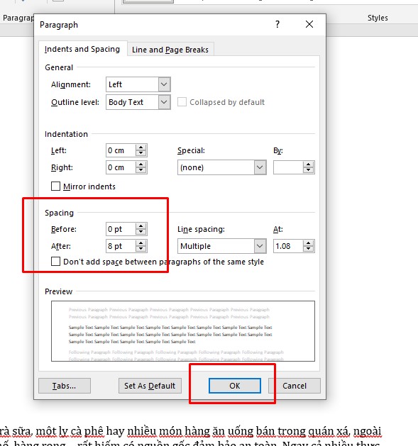 Giãn dòng trong Word bằng spacing trong Page Layout - 1