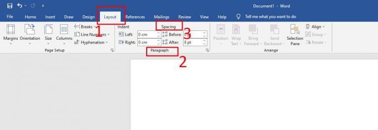 Giãn dòng trong Word bằng spacing trong Page Layout - 2
