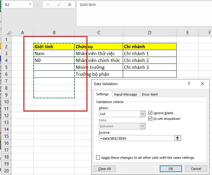 Cách sử dụng hàm Offset - Bước 1