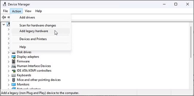 Chọn Add legacy hardware