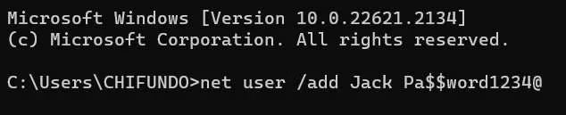 Lệnh net user để thêm người dùng mới trên Windows