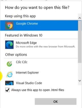 Cách mở file HTML trên trình duyệt - 2