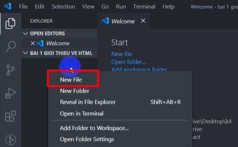 Cách tạo một file trong VSCode - 1