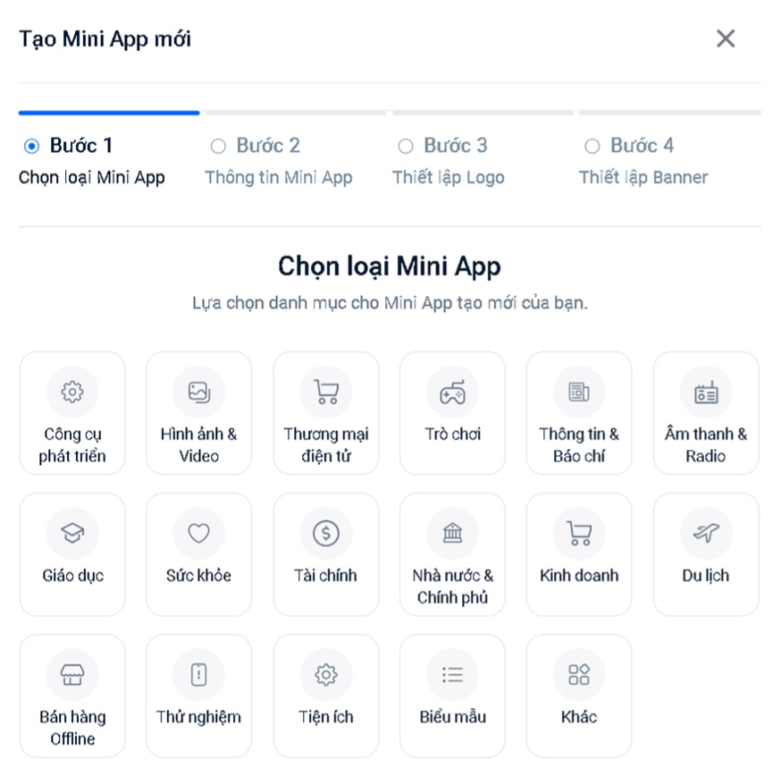 Các bước để tạo Mini App trên Zalo - Bước 2