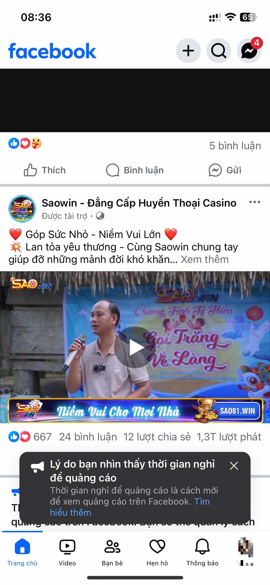 Facebook ép người dùng xem quảng cáo 8 giây mới cho lướt tiếp