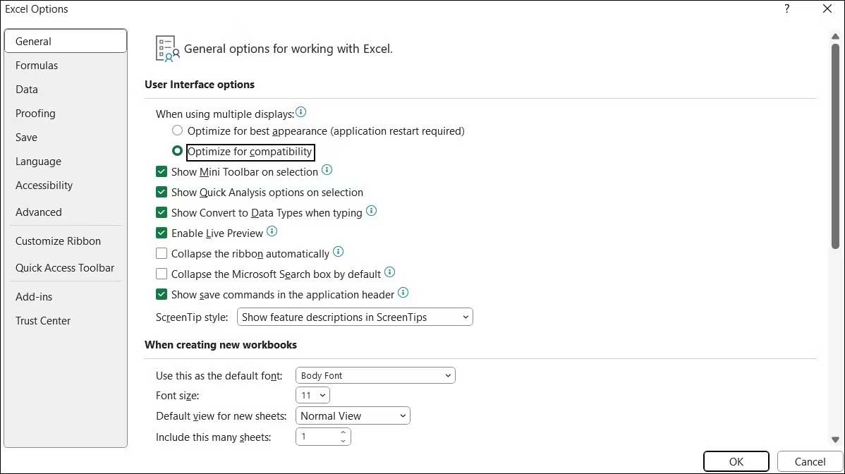 Tối ưu hóa khả năng tương thích của Excel