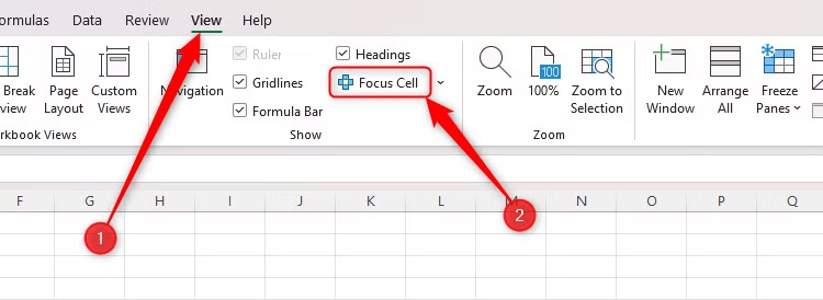 Hướng dẫn dùng tính năng Focus Cell trong Excel làm nổi bật dữ liệu - Bước 1