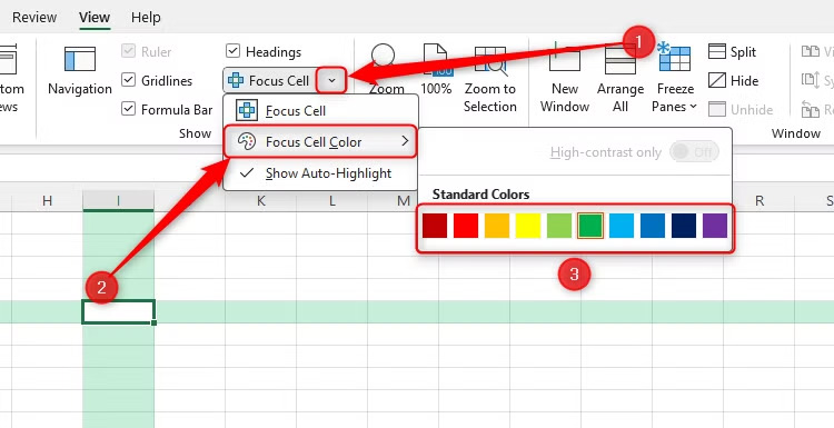 Hướng dẫn dùng tính năng Focus Cell trong Excel làm nổi bật dữ liệu - Bước 2