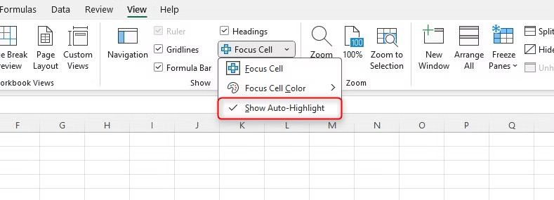 Hướng dẫn dùng tính năng Focus Cell trong Excel làm nổi bật dữ liệu - Bước 3