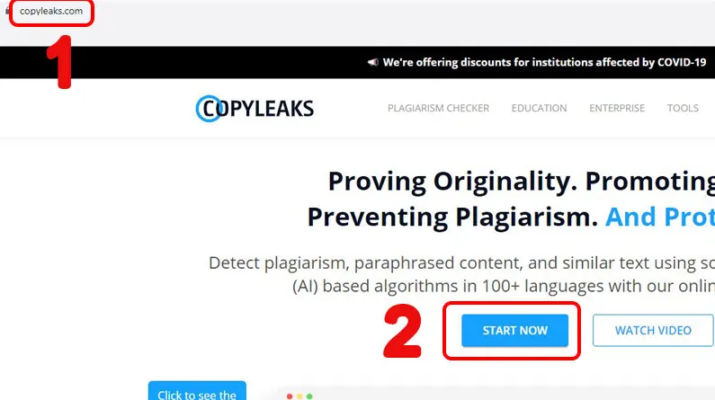 So sánh 2 file Word bằng CopyLeaks - Bước 1