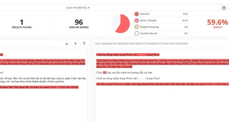 So sánh 2 file Word bằng CopyLeaks - Bước 5