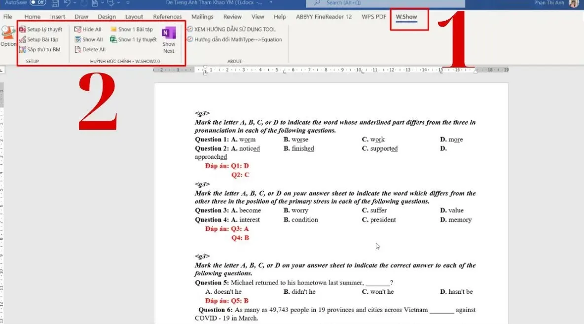 Hướng dẫn cách trình chiếu Word bằng cách sử dụng WordShow 2.0 - Bước 4