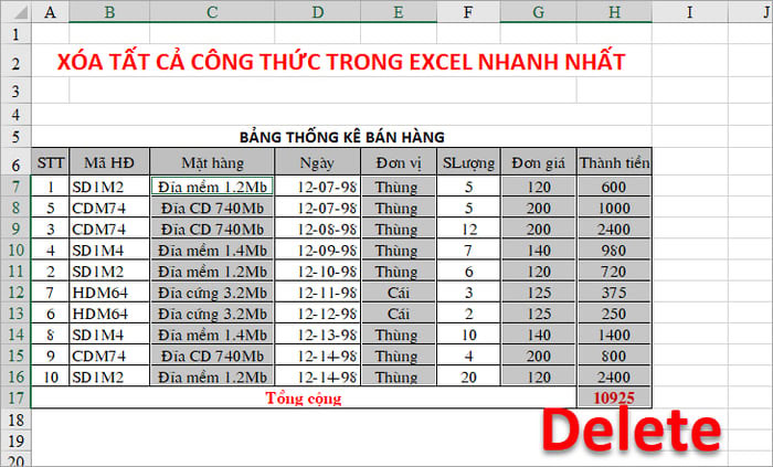 Tìm và xóa tất cả các công thức và kết quả trong Excel - Bước 4