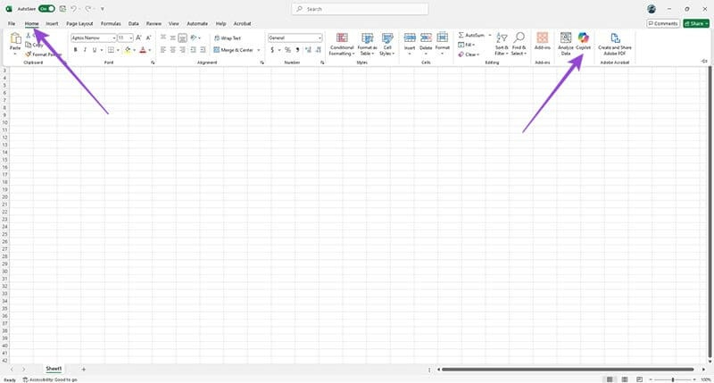 Cách sử dụng Copilot tích hợp trong Excel - Bước 1