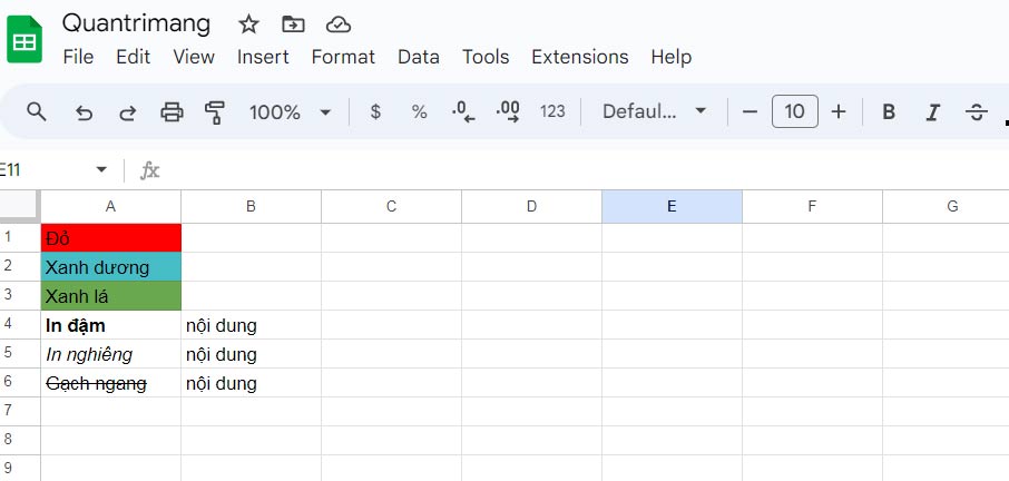 Cách dùng Paint Format trong Google Sheets