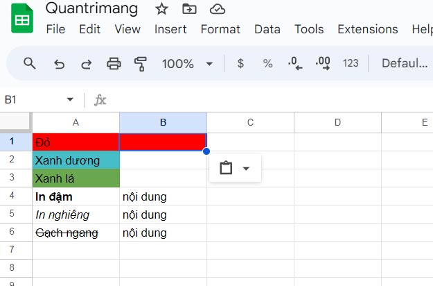 Hướng dẫn sử dụng Paint Format trong Google Sheets - Bước 3