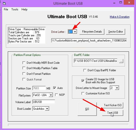 Kiểm tra USB boot bằng Ultimate Boot USB - Bước 1